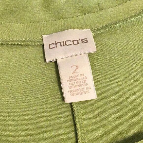 Chico’s Tee Shirt Lime Green Cold Shoulder Jersey Long Sleeve Zipper Size L - Picture 8 of 10